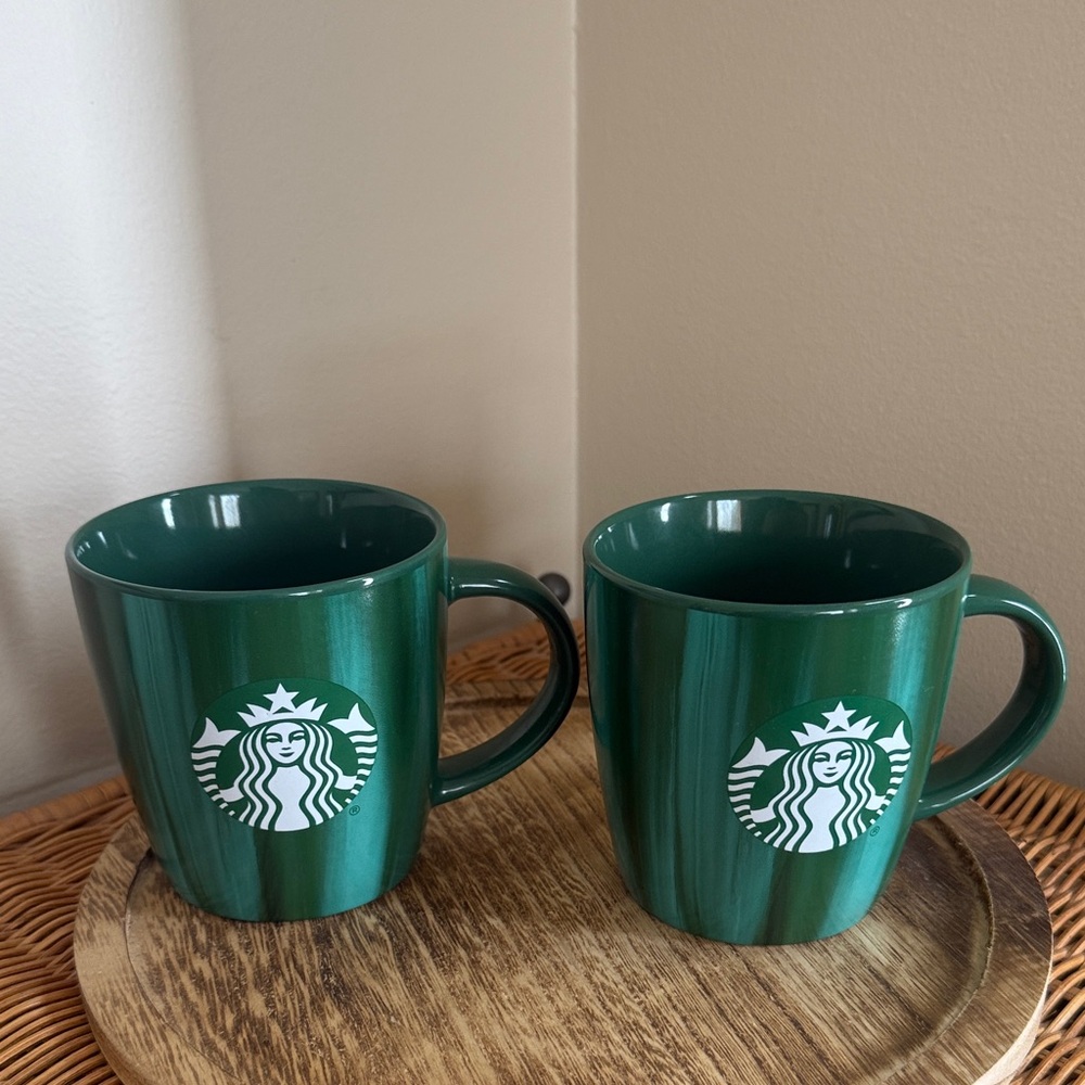 Starbucks Dark Green Mug Pair